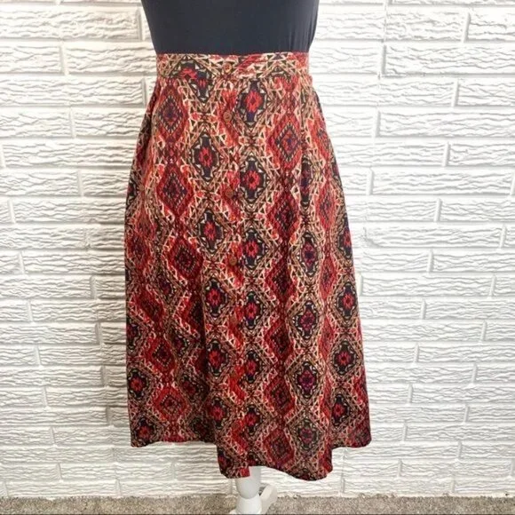 French Laundry Multicolored Button Up Midi Skirt Size 2X - Picture 2 of 9